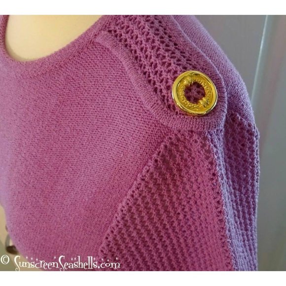 60s Antonella Preve Purple sweaterdress w/gold - Picture 6 of 6